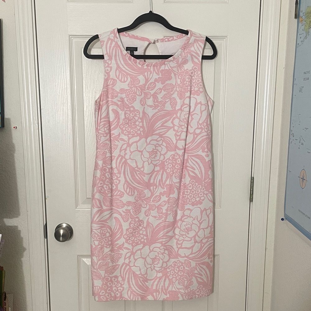 Talbots Baby Pink FLORAL KEYHOLE SHIFT DRESS Size 10